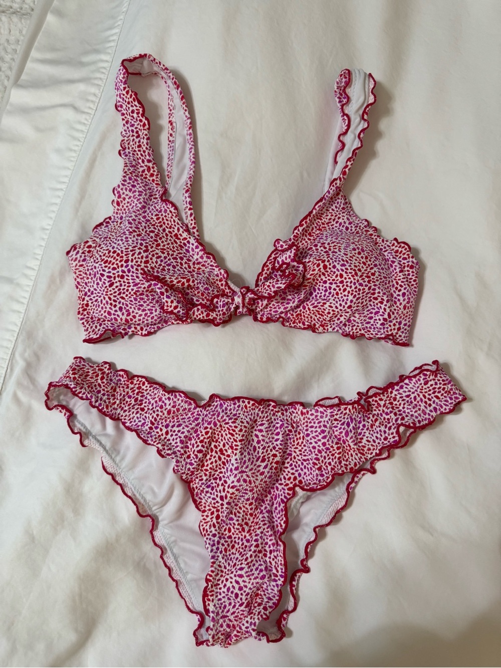 Raisins Pink & Red Floral Ruffle Bralette Bikini Set